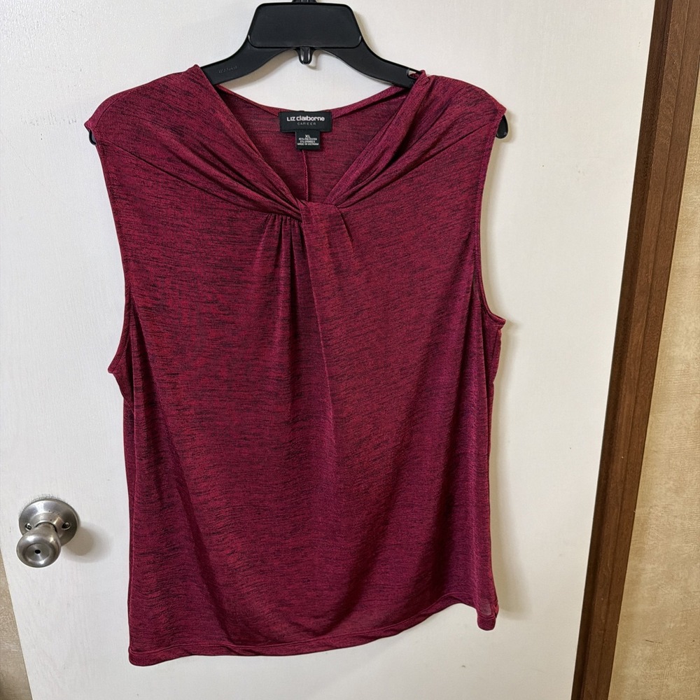 Liz Claiborne Red And Black Heathered Tank Blouse Size X Large